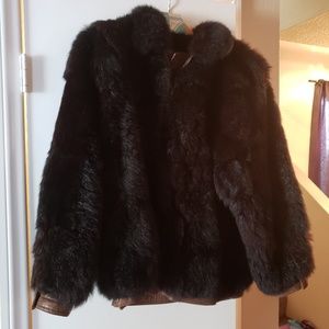 Dark brown and leather reversible coat